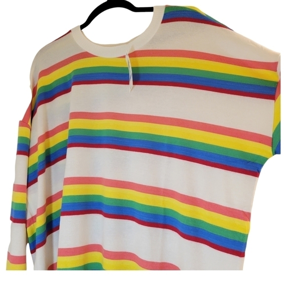 CORE KNITS COCONUT RAINBOW STRIPED LIGHTWEIGHT SWEATER•2X NWT - Picture 3 of 14